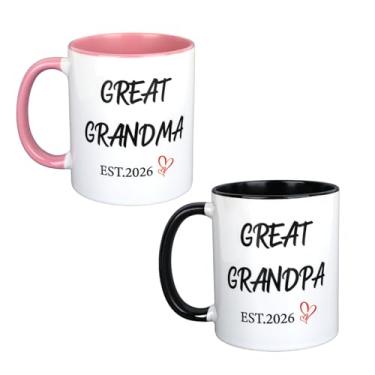 Imagem de Presentes de Natal para os avós, EST 2026 para avó e avô, canecas de café, novos presentes para avós e avôs de netos, netos, avós, gravidez, anúncio de aniversário