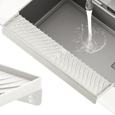 Imagem de TIKNIK Protetores de borda de silicone de 10 x 50 cm, acessórios de pia multifuncionais, protetor de respingos e tapete de drenagem para cozinha, pia de banheiro, aço, granito, bancadas de quartzo