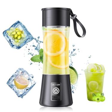 Imagem de Liquidificador portátil para smoothies e shakes - liquidificador pessoal com copo de viagem de 340 g, sem batidas, 6 lâminas de aço inoxidável, espremido recentemente para escritório/piquenique