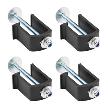 Imagem de LLPTA Braçadeiras de caixa de ferramentas de caminhão de alumínio (pacote com 4) - para caminhonete de camionete, caixa de ferramentas de amarração, sem furadeira, kit de clipes pretos de montagem