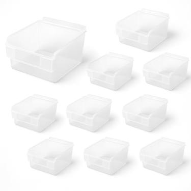 Imagem de Slatbox Slatwall Bins – Caixas de armazenamento empilháveis de slatwall para acessórios, organizador de ferramentas de garagem, organizador de parede de ripas para oficinas e lojas de varejo (pacote