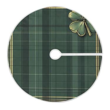 Imagem de Blueangle Saia de árvore xadrez verde de 118 cm para o dia de São Patrício para decoração do dia de São Patrício (671)
