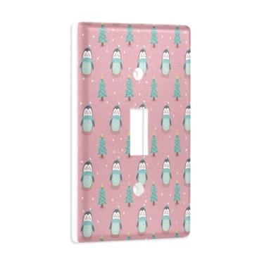 Imagem de Blueangle Capa de placa de parede para interruptor de luz - linda capa de interruptor de luz de árvore de Natal decorativa placa de parede, tamanho 1 gangue 4,53 x 2,76 polegadas (47)