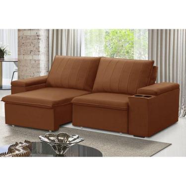 Imagem de Sofá Retrátil e Reclinável 3 Lugares 205cm com Porta Copos Ballarat Terracota