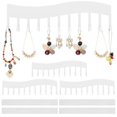Imagem de Tcwhniev 4 peças de suporte organizador de colar de parede, suporte de exibição de joias para pendurar no quarto, banheiro, armário, branco/preto/dourado (branco-4-ondulado)