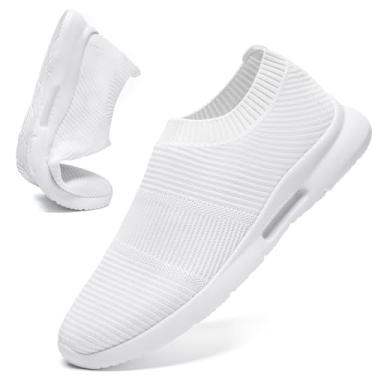 Imagem de ZMBCYG Tênis masculino sem cadarço tênis esportivo leve casual vestido verão praia chinelos, Branco, 38