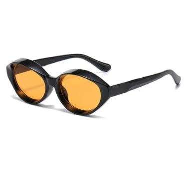 Imagem de Óculos de Sol Redondos de Luxo Estilo Punk Vintage UV400 para Dirigir ao Ar Livre, Moda Popular para Homens e Mulheres (Preto-Laranja)