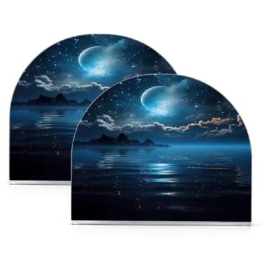 Imagem de Wassud Lua cheia (1) porta-guardanapos de acrílico, dispensador de guardanapos de papel moderno em forma de U para mesa, cozinha, sala de jantar, bancada 2 peças (comporta 50-60 guardanapos)