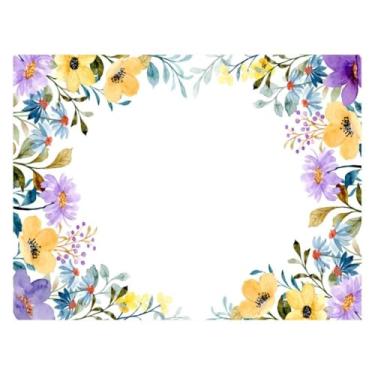 Imagem de Jogo Americano Mesa Posta Kit 2 a 12 Unidades Impermeável Decoração de Mesa (Folhas e Flores 1,Kit 6 peças)