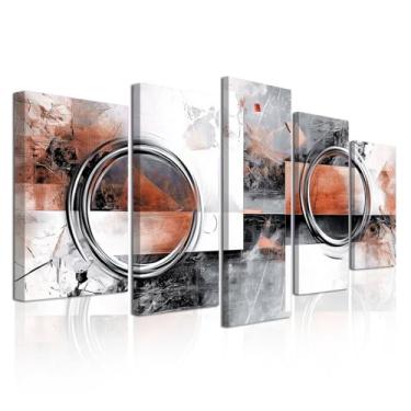 Imagem de CXHOSTENT Arte de parede abstrata laranja 5 painéis laranja cinza preto impressão em tela grande arte para quarto sala de estar escritório decoração emoldurada (cinza, 20 x 35 x 5 x 20 x 45 cm x 5 cm)