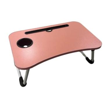 Imagem de Mesa Apoio Dobrável Cama Sofá Notebook Tablet Refeição Mesinha(Rosa)
