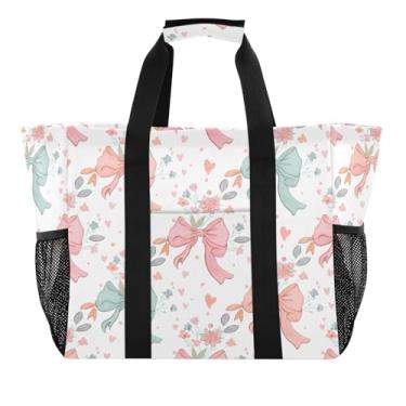 Imagem de Wassud Sacolas de compras reutilizáveis de tulipas e florais, bolsa grande, à prova d'água, organizador de lona para praia, piquenique, lavanderia, viagem