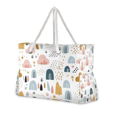 Imagem de Wassud Bolsa de praia The Rainbows, grande, para mulheres, impermeável, à prova de areia, bolsa de viagem com zíper e bolso para piscina, academia, acampamento