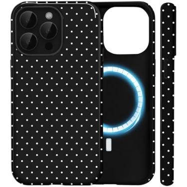 Imagem de Amzfield Capa para iPhone 15 Pro Max compatível com Magsafe Cute Polka Dot Aesthetic Magnetic Design Women Girls Fall Simple Chic Girly Pretty Dual Layer Hybrid Protection Elegant Case, Preta