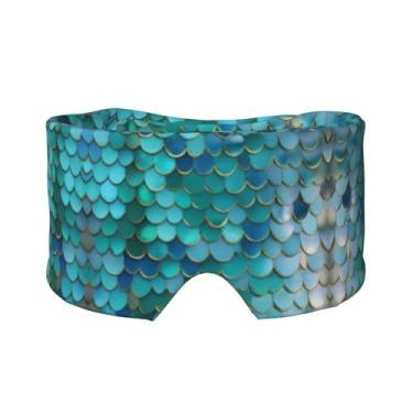 Imagem de Máscara para olhos e orelhas com estampa em escala de sereia, respirável, ajustável, blecaute, confortável