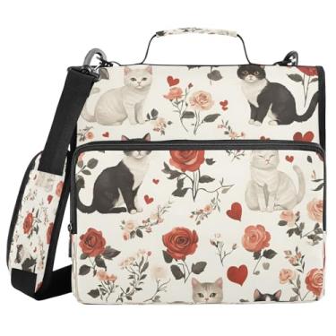 Imagem de Fichário fofo com zíper para o Dia dos Namorados com alça e alça de ombro, 3 argolas de 3 cm