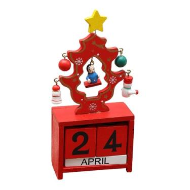 Imagem de Vaveren Calendário do Advento de Madeira com Contagem Regressiva para o Natal, Calendário Perpétuo de Natal Criativo com Blocos Numéricos para Quarto, Style B
