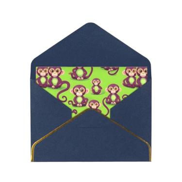 Imagem de Cartões de felicitações verdes com estampa de macaco inteligente para todas as ocasiões, convites de festa de aniversário de casamento, 12,7 x 15,2 cm