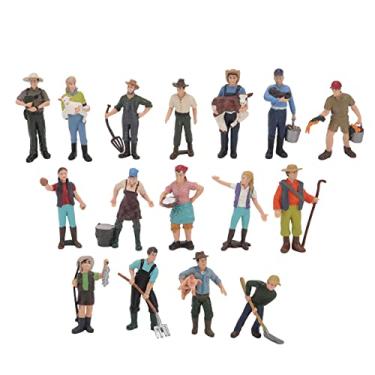 Imagem de TOPINCN Modelo de Personagem de Fazenda de 16 Peças, Brinquedo Em Miniatura de Fazendeiro Vívido Com Diferentes Ações e Ferramentas para Jogos de RPG DIY, Adereços de Fotografia,