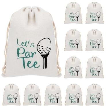 Imagem de Locmeo Pacote com 24 sacos de lembrancinha de festa de golfe de 15 x 20 cm Let's Par com cordão bolsa de presente de estopa de linho sacos de golfe a granel para guloseimas petisco de aniversário