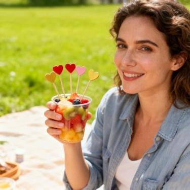 Imagem de 100 palitos de coração, palitos decorativos de coração de ouro rosa vermelho de 11 cm para espetos decorativos para decorações de festa de aniversário de férias (coração misto)