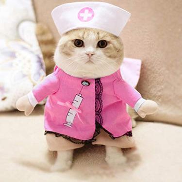 Imagem de Moda engraçada Roupa de cachorro gato pé Traje Vestido Médico Enfermeiro Princesa Vaqueiro Solteiro Imperador Fantasias Cosplay Festa Halloween