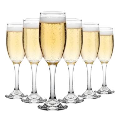 Imagem de WDEY 6 peças de taças de champanhe clássicas, taças de champanhe premium de 170 g, taças de vinho espumante cristalinas ideais para celebrações e ocasiões especiais, perfeitas para amantes de
