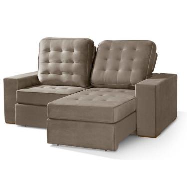 Imagem de Sofá 5 Lugares Curitiba Retrátil e Reclinável Veludo Bege