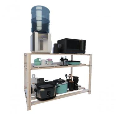 Imagem de Estante 4 Nichos Pinus Vazado 3 Prateleiras Multifuncional