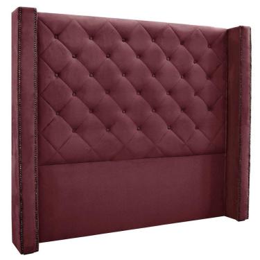 Imagem de Kit Cabeceira E Recamier Egito Spz 140cm Veludo - Doce Sonho Móveis Vinho