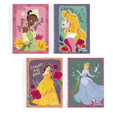 Imagem de Starschool – Caderno 1/4 Capa Dura Espiral 80 Folhas PRINCESAS Disney | Tamanho Portátil, Ideal p/Anotações Diárias e Lembretes | Magia e Qualidade