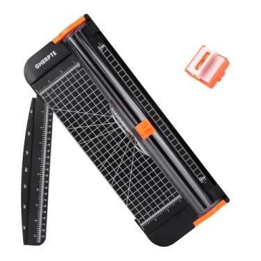 Imagem de Cortador de papel A4 - Aparador de papel de 30 cm com 2 peças de lâminas de substituição com régua lateral de proteção para cartão de presente, cupom, etiqueta, cartolina, foto