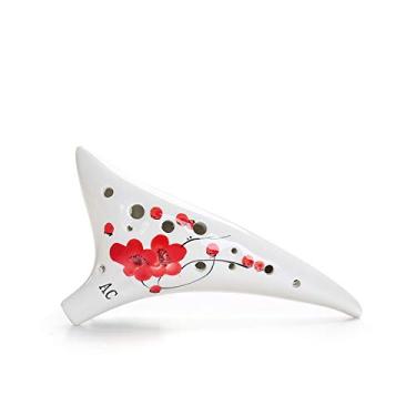 Imagem de Instrumento Musical de Cerâmica Alto C com 12 Buracos Cauda Deformada Pintado à Mão Cordão Partitura e Bolsa Protetora p