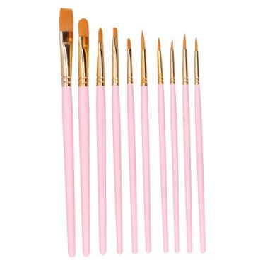 Imagem de CUOFYUNL 10 unidades pincel poste de madeira Nylon lã guache conjunto de ferramentas de pintura em aquarela para iniciantes (101R - 10 touros em pó fosco)