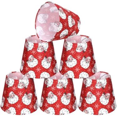 Imagem de Baquler Conjunto de 6 peças de abajures de Natal 14 cm L x 13 cm A lustre com capa dura Papai Noel Little Droplight Shades Luzes de parede Luzes de candelabro Sombra Presente Decoração de Férias