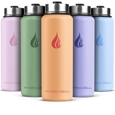 Imagem de HYDRO CELL Garrafa de água isolada de aço inoxidável com canudo - para bebidas frias e quentes - Frasco de metal a vácuo com tampa de rosca e garrafa térmica esportiva moderna à prova de vazamento