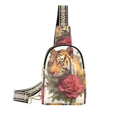 Imagem de CEBUGI Bolsa tiracolo feminina Animal Rose pequena bolsa tiracolo de couro para trilhas, viagens ao ar livre
