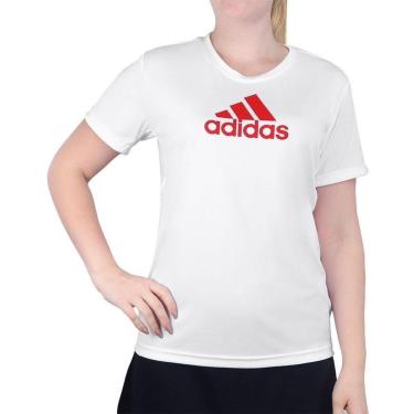 Imagem de Camiseta Adidas Logo Designed 2 Move Branca e Vermelha-Feminino