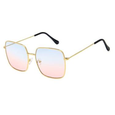 Imagem de Óculos de Sol Punk com Armação Grande de Metal, Unissex, Proteção UV400, Ideais para Esportes ao Ar Livre, Corrida e Ciclismo, nas Cores Dourado, Azul e Rosa.