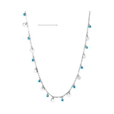 Imagem de Colar Pingente Olho Grego Azul Para Mulheres Em Aço Inoxidável Redondo