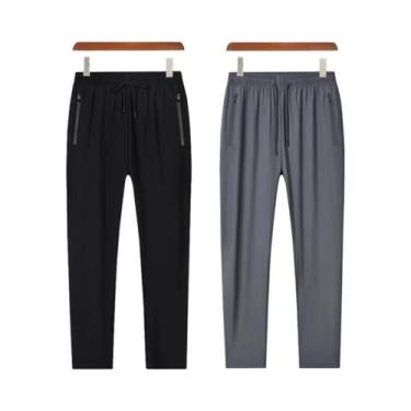 Imagem de Calças Esportivas Masculinas De Secagem Rápida Em Seda Gelada, Respirá