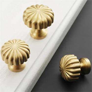 Imagem de Puxadores de móveis de latão para armários e gavetas puxadores de porta de armário escovados redondos brilhantes dourados 1 peça (orifício único - 30 mm)