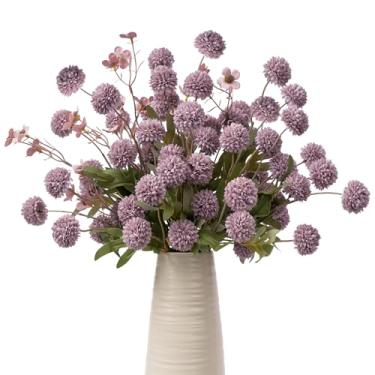 Imagem de ENALGRE Plantas falsas, 8 peças, flores artificiais, crisântemos combinando, 2 peças, margarida vermelha rosa, flores realistas, caules artificiais para vasos para buquê de bricolage, decoração de