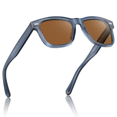 Imagem de Óculos de Sol CARFIA CA2301 Masculino - Retrô em Acetato com Lentes Polarizadas, Proteção UV, Padrão em Relevo e Núcleo de Arame