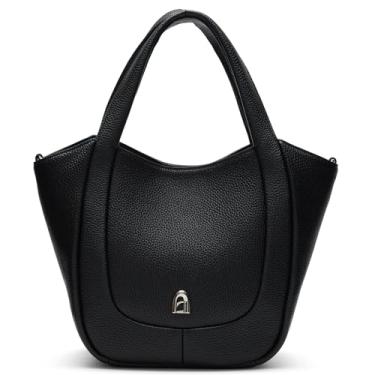 Imagem de LA FESTIN Bolsas femininas de couro com alça superior para mulheres de tamanho médio com alça ajustável, Preto