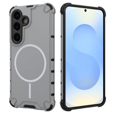 Imagem de Capa magnética para celular Samsung Galaxy S25 5G, capa protetora de nível militar para Galaxy S25 5G compatível com Mag-Safe, à prova de choque e resistente a arranhões para Samsung S25 (cinza)