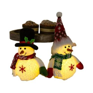 Imagem de Boneco De Neve Iluminado De Natal Com Chapéu De Fantoche, Item Decorat