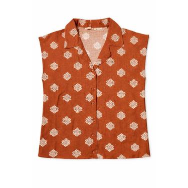 Imagem de Blusa Feminina  Floral Estampada Sem Manga com Abotoamento