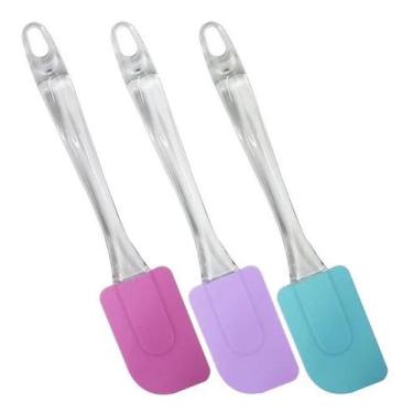 Imagem de Espátula Culinária de Silicone Colorida com Cabo 23,5 cm de Acrílico -