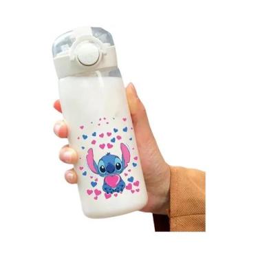 Imagem de Garrafa De Água Infantil Lilo Stitch Com Canudo 600/400ML Transparente